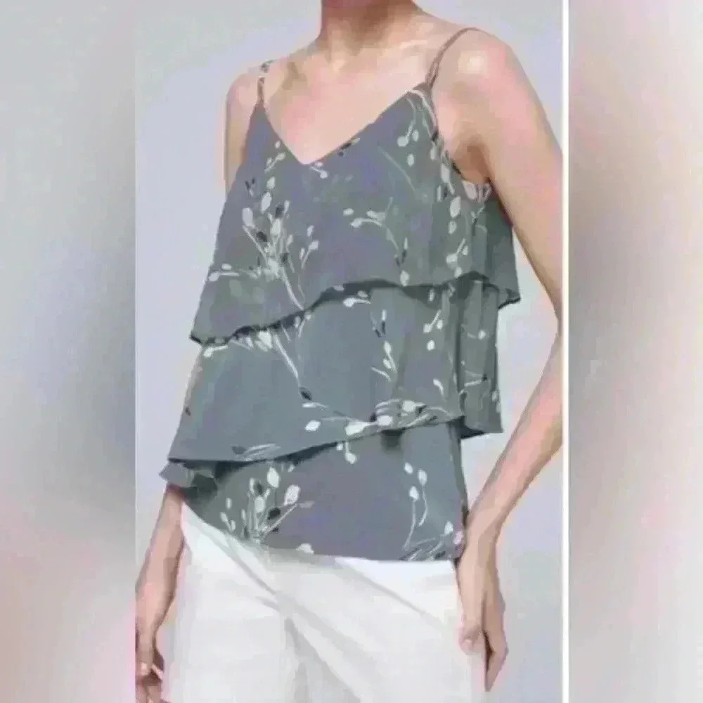 WHBM Chiffon-Detail Tiered Floral Camisole Size XS NWT
